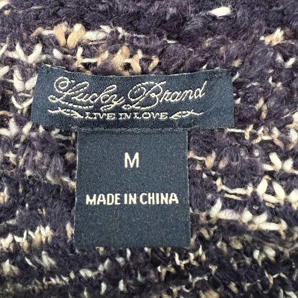 Lucky Brand Geo Intarsia Wrap Waterfall Sweater Size Small Wool Blend Size M - Picture 5 of 8